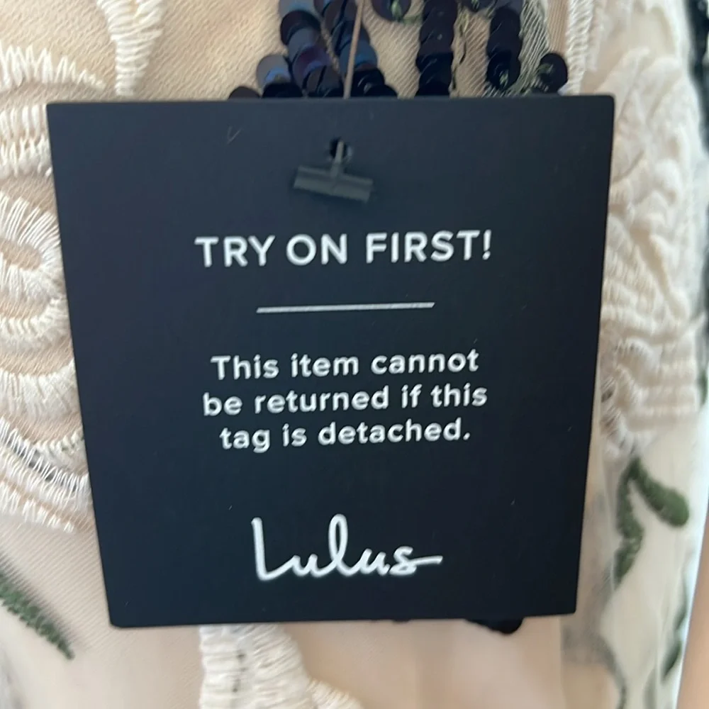 NWT Lulu’s formal beaded sequin evening dress S cream embroidered overlay sexy - Picture 9 of 15